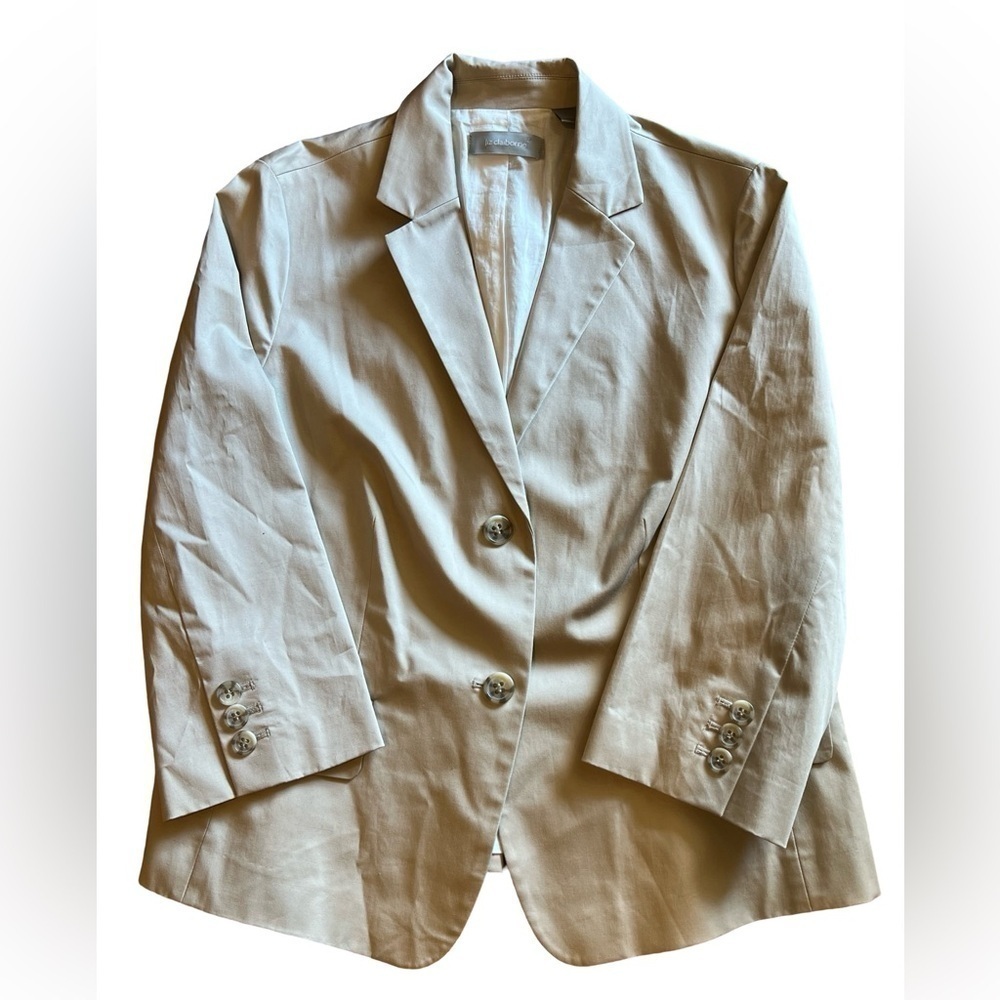 Liz Claiborne Khaki Blazer Size 14 Double Button Lightweight - spring & summer